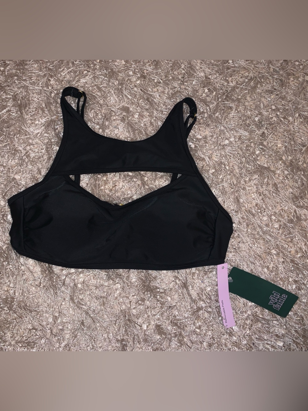 wild fable Black Cutout Bikini Top size S NWT